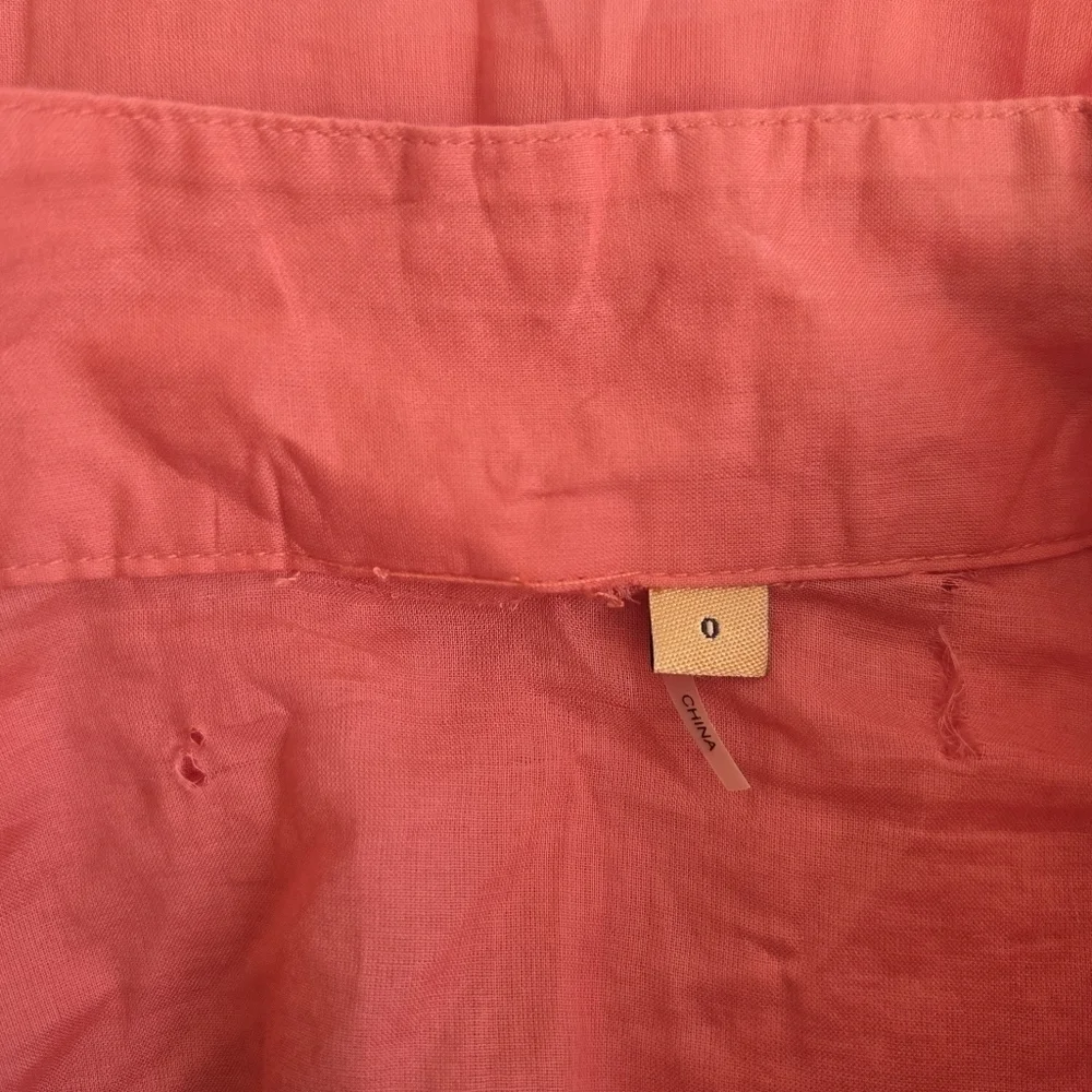 New Tory Burch Gold Embellished Long Sleeve Orange Caftan Tunic Top Size 0